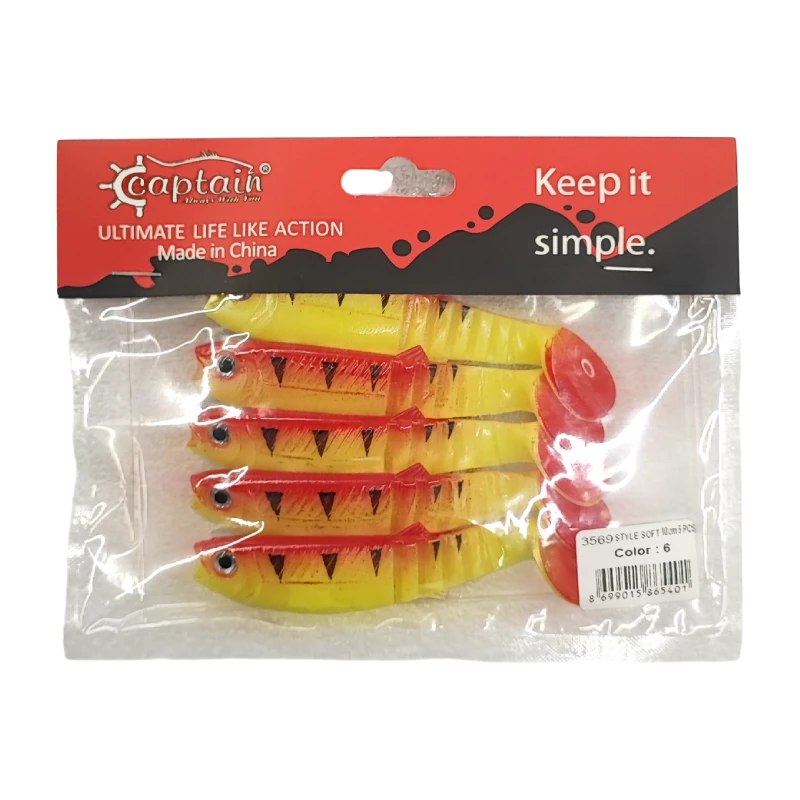 طعمه ماهیگیری ژله ای کاپیتان Captain مدل No 6 سایز 10 سانتی بسته 5 عددی