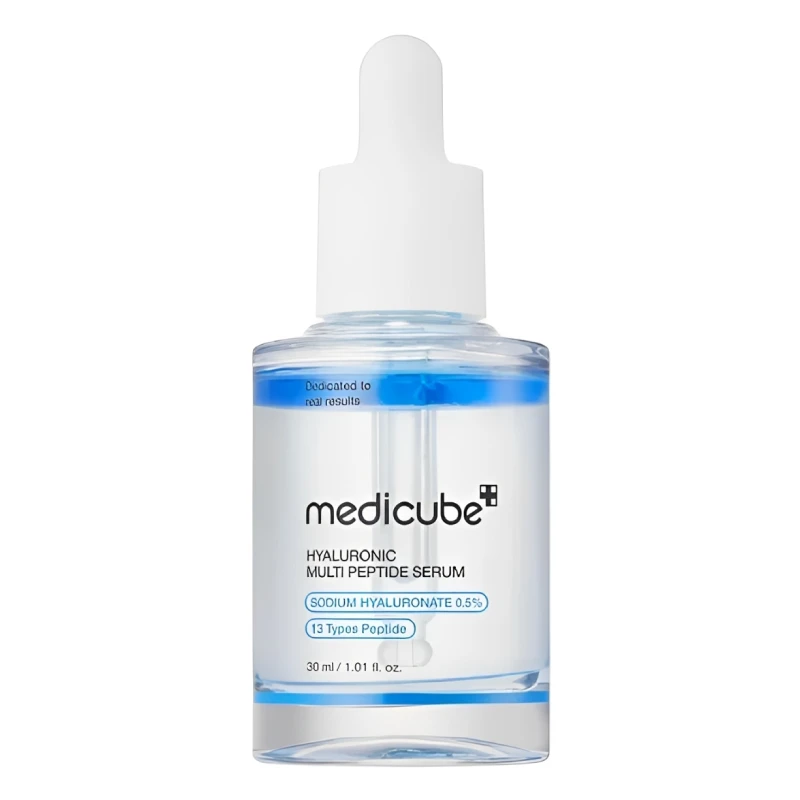 medicube-hyaluronic-multi-peptide-serum.webp سرم آبرسان هیالورونیک اسید و مولتی پپتاید مدی کیوب Medicube حجم 30 میل مناسب برای انواع پوست آبرسانی عمیق و جوانسازی پوست با اثر ضد چروک هیالورونیک اسید 0.5% + 13 نوع پپتاید + ویتامینهای B3 و B5 30 میلیلیتر